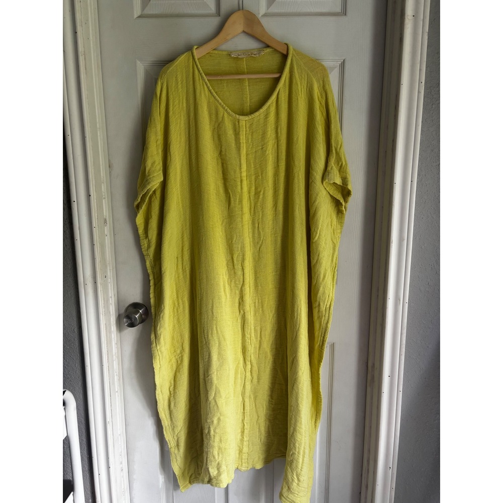 Jens Pirate Booty Kaftan Dress Womens OS Yellow Cotton Gauze Boho Maxi Coverup